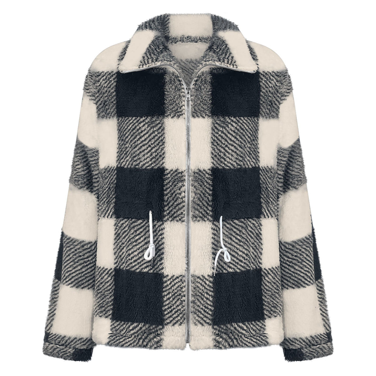 Damen Plüschjacke mit Karomuster R&B