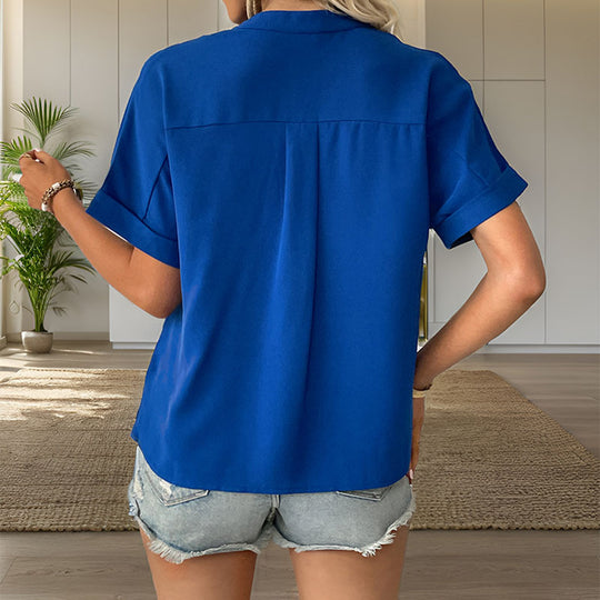 Damen Hemdblusenshirt mit praktischem Brusttaschen-Design und eleganten Knopfdetails R&B