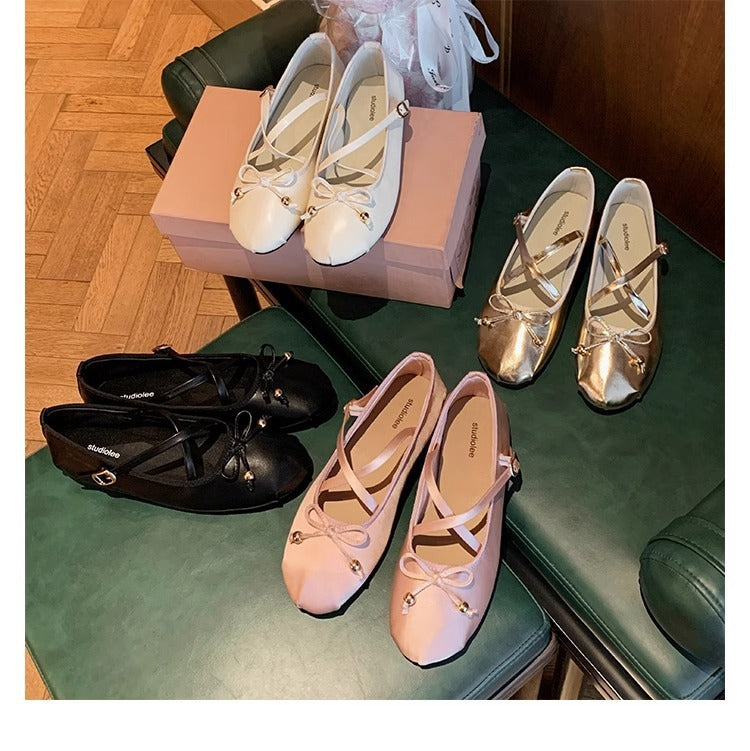 Damen Ballerinas mit feinen Riemen und charmantem Schleifendetail R&B