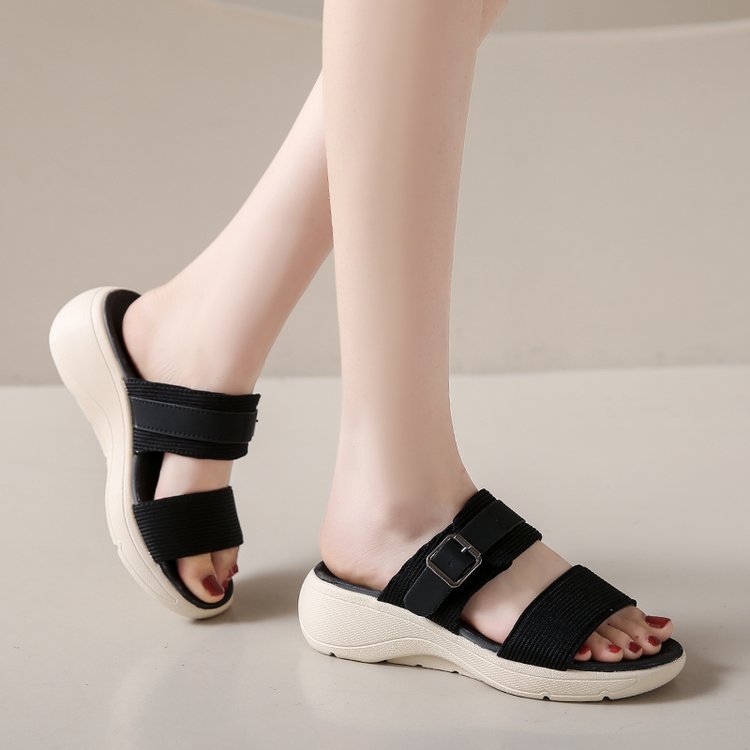 Damen bequeme Sandalen mit breitem Riemen und ergonomischer Sohle R&B