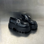 Damen Chunky Mokassins aus hochwertigem Leder mit modischer Schnallenverzierung R&B