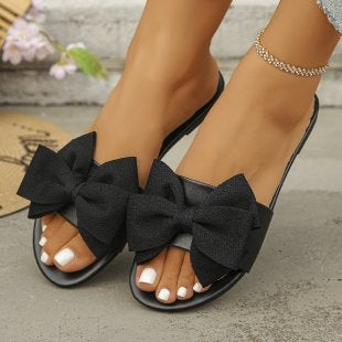 Damen Riemensandalen mit großem Schleifendetail R&B