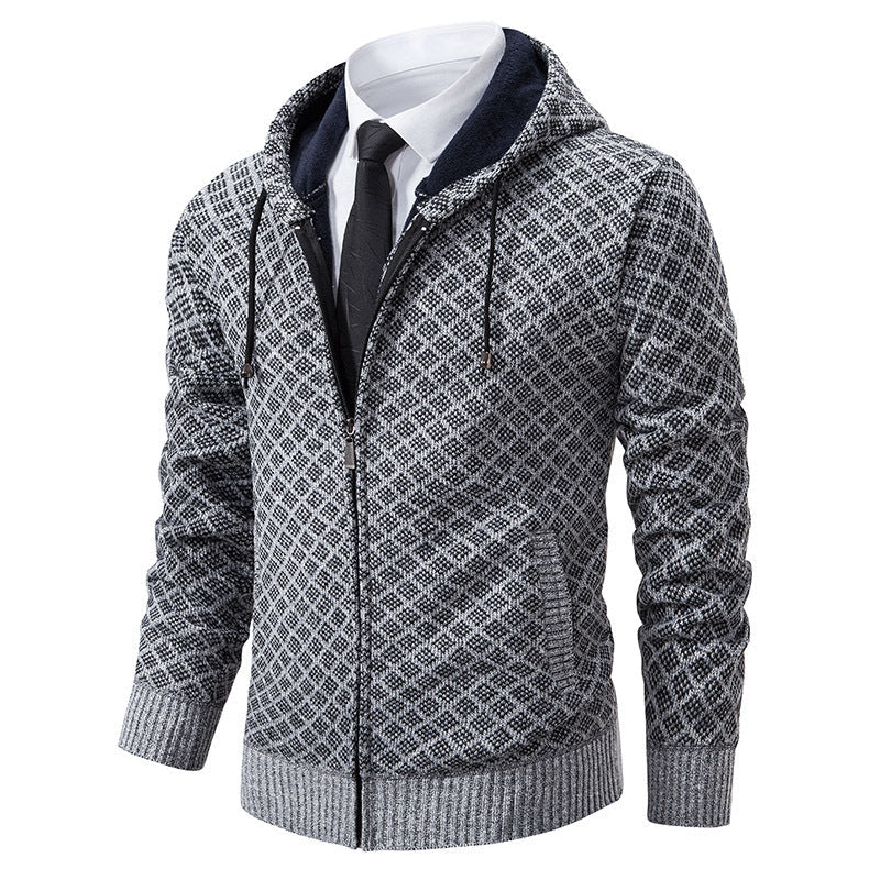 Herren stylische Jacke mit modernem Wabenmuster und Kapuze R&B