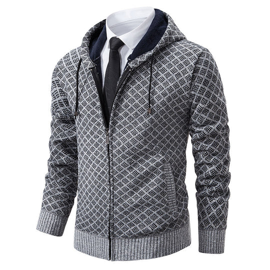 Herren stylische Jacke mit modernem Wabenmuster und Kapuze R&B