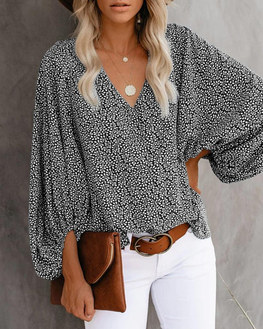 Damen Bluse mit weiten Ärmeln und floralem Muster R&B