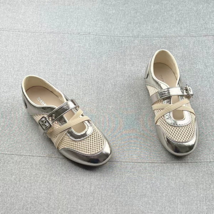 Damen modische Sneaker mit elegantem Riemchen-Design und atmungsaktiver Netzstruktur R&B