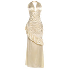 Damen Elegantes Maxikleid mit asymmetrischem Schnitt und raffinierten Drapierungen R&B
