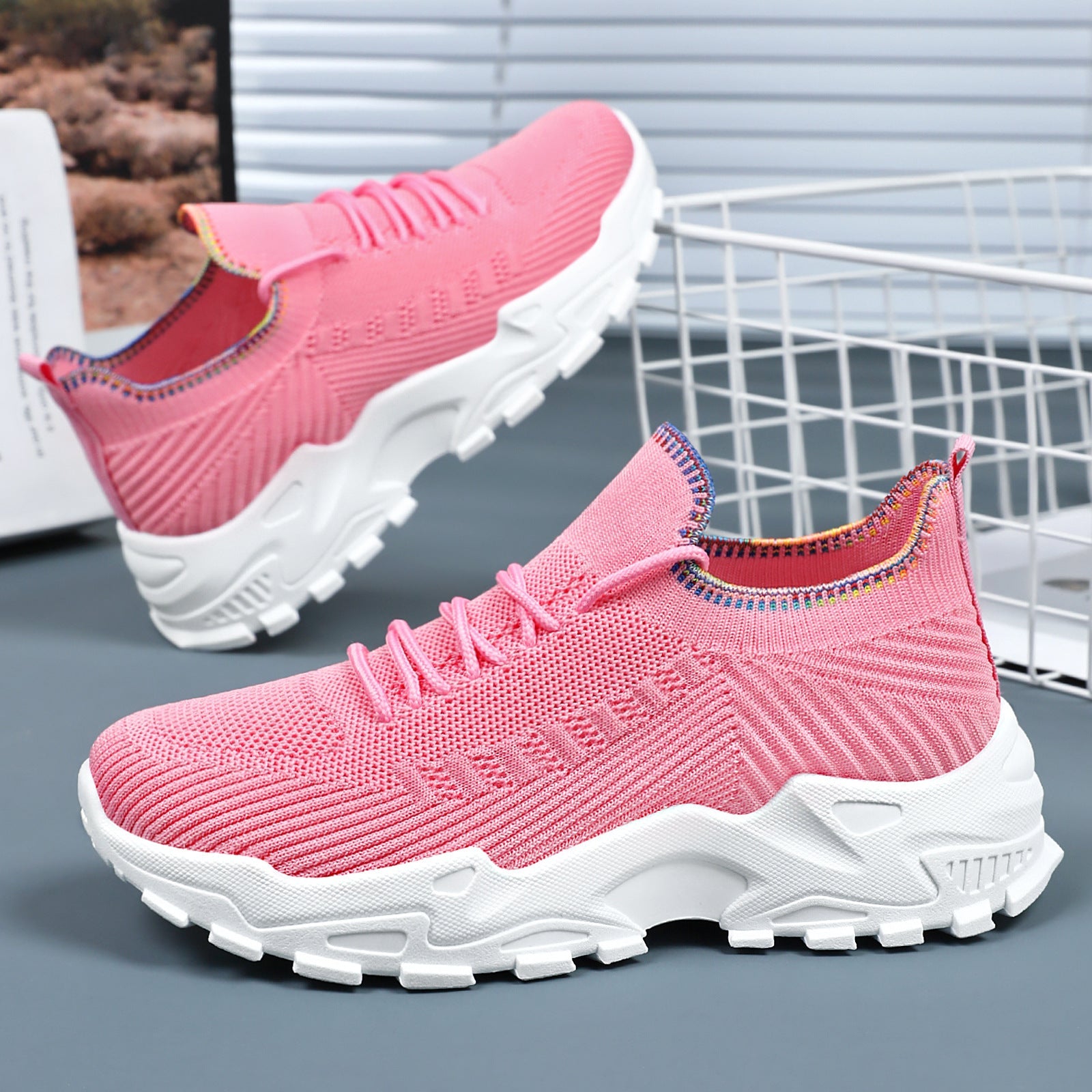 Damen Sportliche Sneaker mit elastischem Strickoberteil und dämpfender Sohle R&B