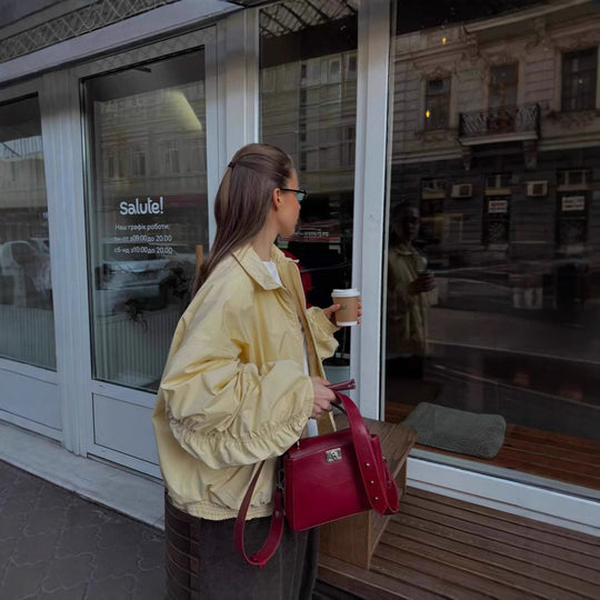Damen lässige Windbreaker-Jacke mit voluminösen Ärmeln und elastischen Bündchen R&B