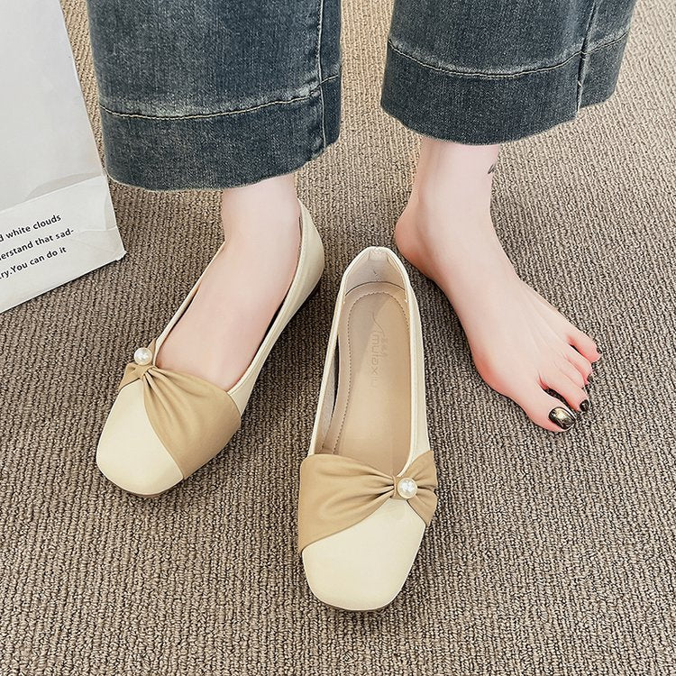 Damen elegante Slingback-Pantoletten mit perlenverziertem Schleifenakzent R&B