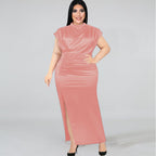 Damen Maxikleid mit elegantem V-Ausschnitt und schickem Schlitz R&B