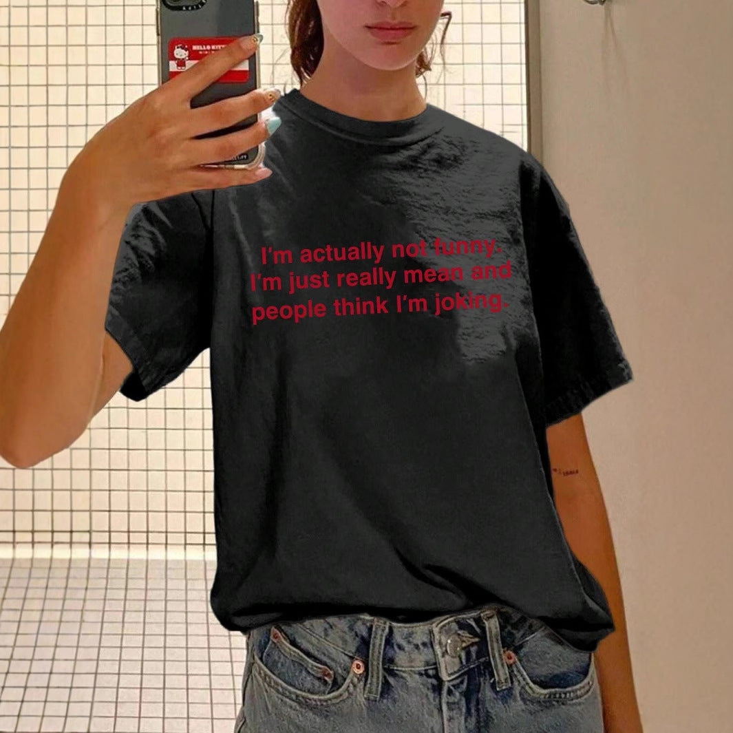 Damen Statement T-Shirt mit humorvollem Schriftzug R&B