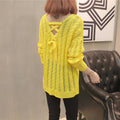 Damen Strickpullover mit Off-Shoulder-Design und Rückenschnürung