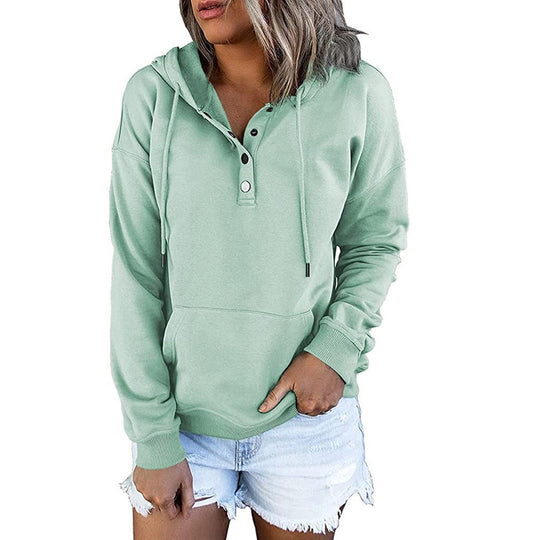 Damen Kapuzenpullover mit modischem Knopfdetail R&B