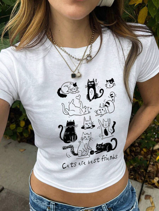 Damen Kurzarm T-Shirt mit auffälligem Motorrad-Design R&B