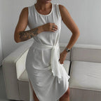Damen sommerliches Wickelkleid mit seitlichem Schlitz und tailliertem Design R&B