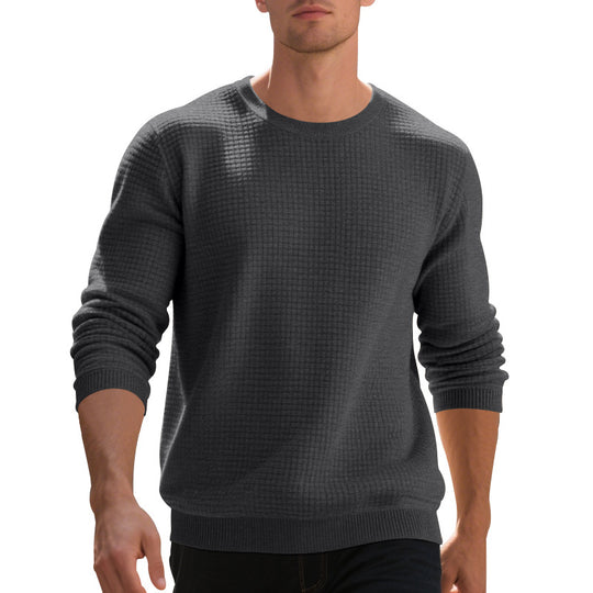 Herren strukturiertes Rundhals-Sweater aus weichem Baumwollmix R&B