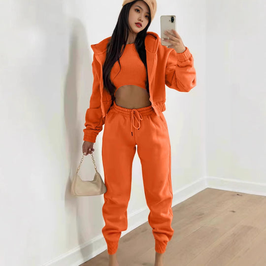 Jogginganzug Damen Lounge-Set mit Cropped Hoodie
