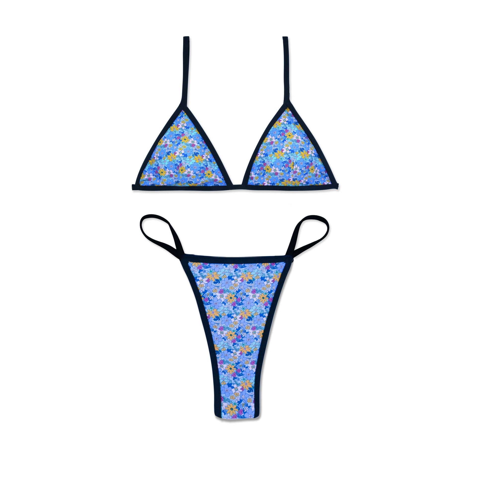 Damen Triangel-Bikini mit floralem Design und verstellbaren Trägern R&B