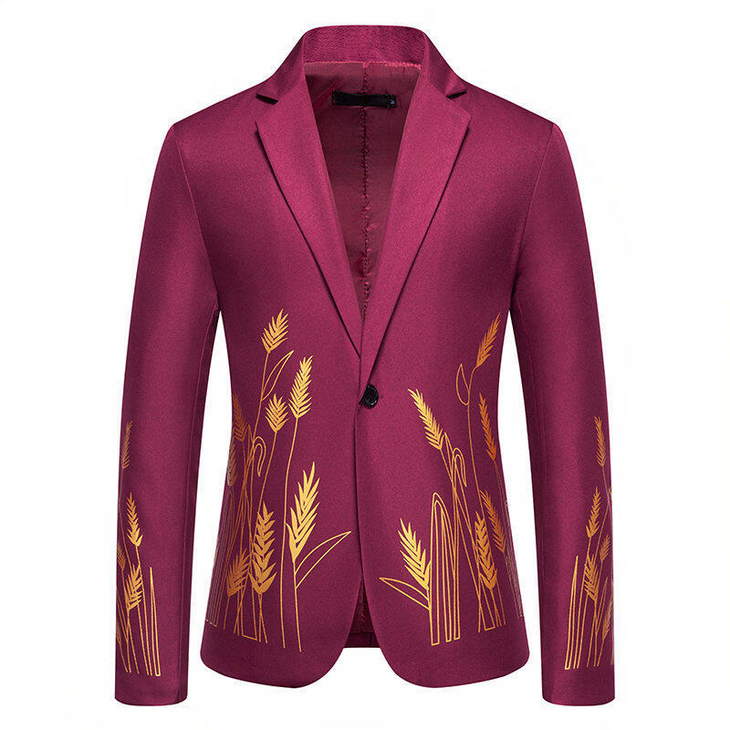 Herren eleganter Blazer mit floralen Stickereien R&B