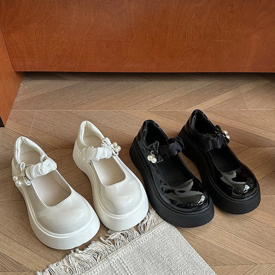 Damen modische Plateausneaker mit eleganter Schleifen-Applikation R&B