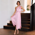 Damen Plissiertes Abendkleid mit asymmetrischem Saum und elegante Drapierung R&B