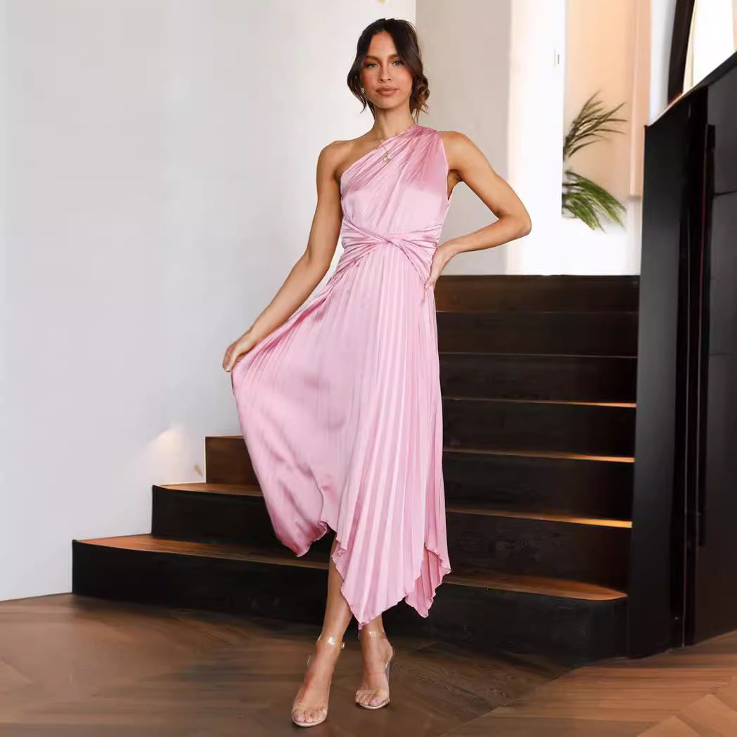 Damen Plissiertes Abendkleid mit asymmetrischem Saum und elegante Drapierung R&B