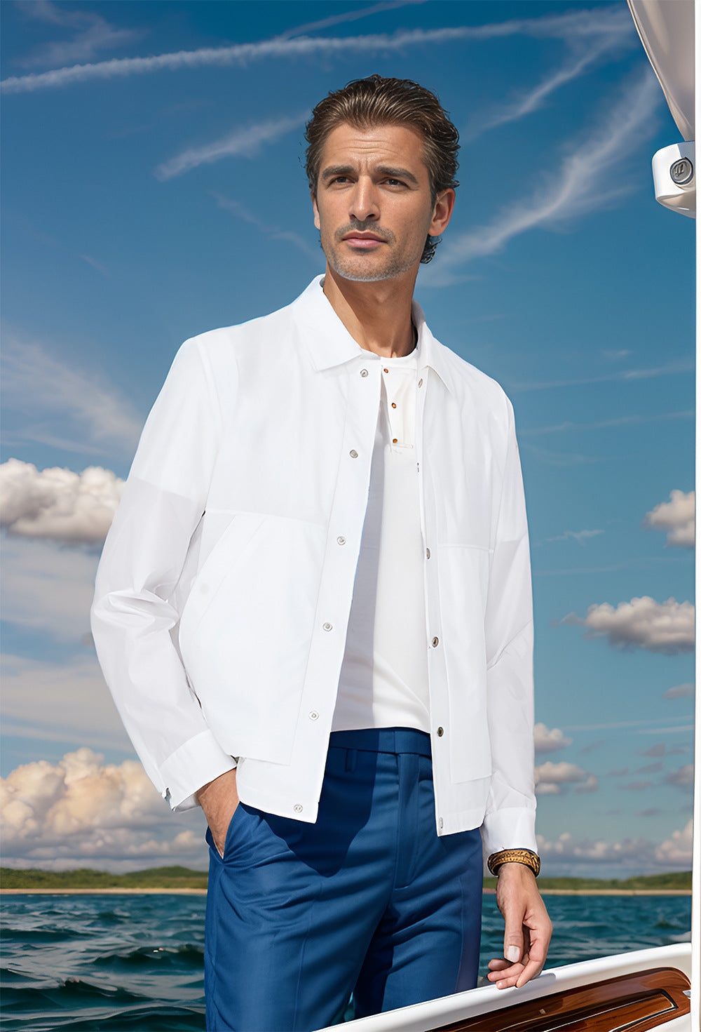 Herren leichte Sommerjacke mit innovativen Details R&B