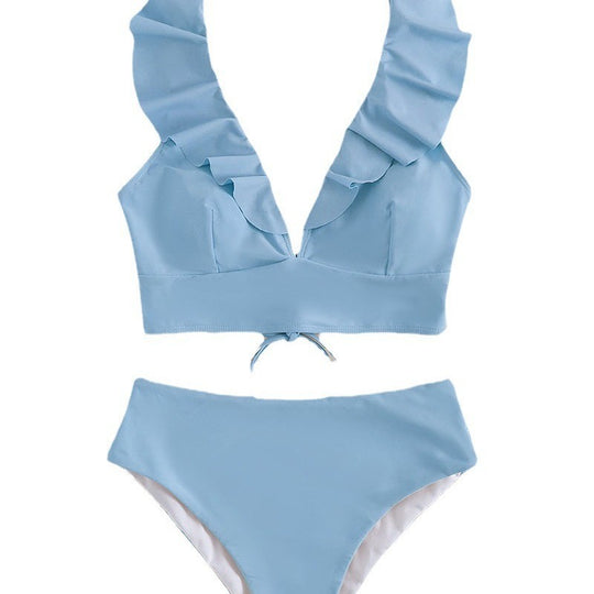 Damen Hoch taillierter Bikini mit voluminösen Rüschen R&B