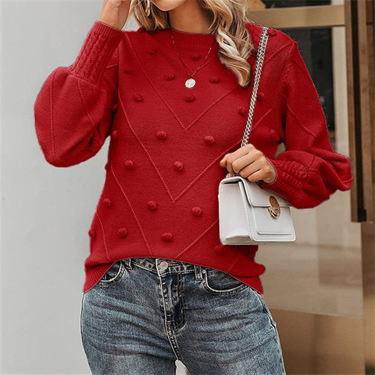 Damen Strickpullover mit 3D-Pünktchen R&B