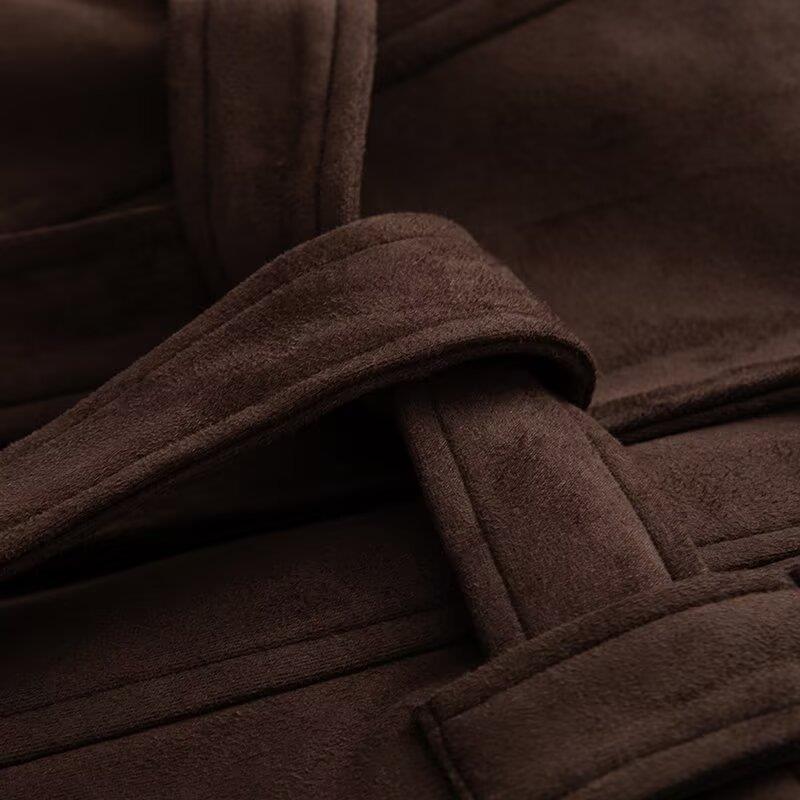 Damen elegante Jacke mit Taillengürtel und modernem Kragen R&B