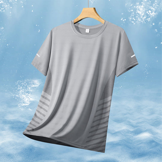 Herren nan atmungsaktives Sportshirt mit Netz-Einsätzen, feuchtigkeitsableitender Funktionsstoff und reflektierenden Streifen R&B