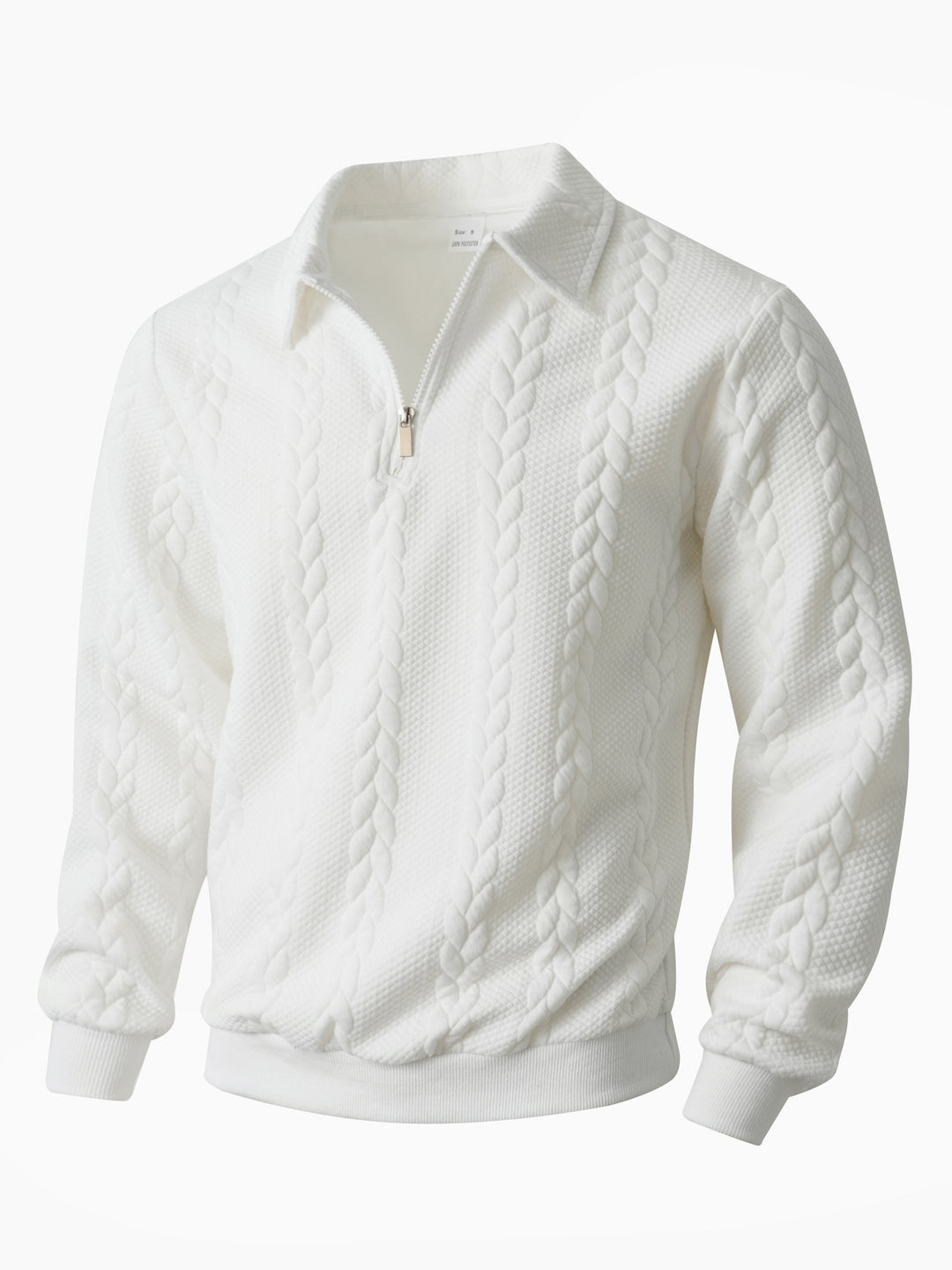 Herren nan Halbzip-Pullover mit Kentkragen, Zopfstrickstruktur und geripptem Saum R&B