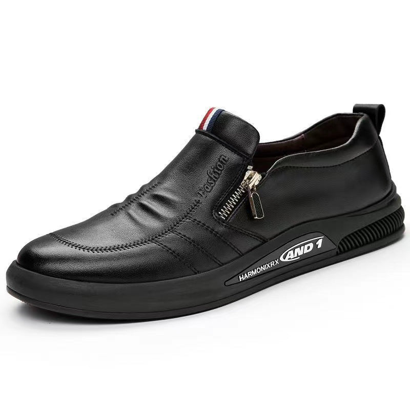 Herren Elegante und komfortable Leder-Slipper mit Reißverschluss R&B