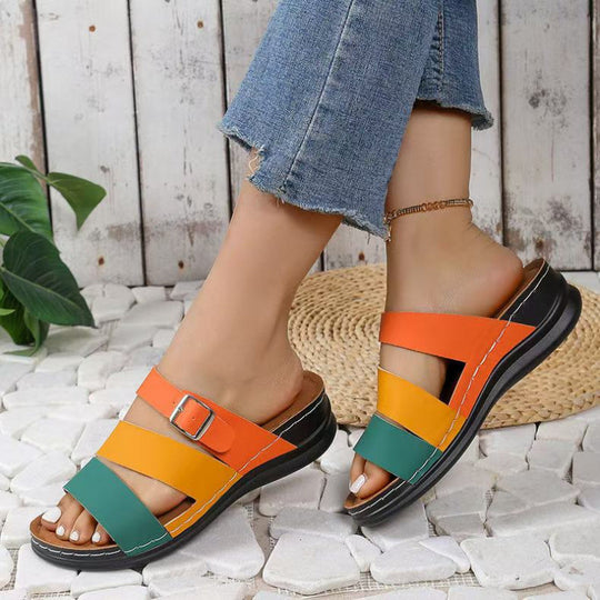Damen bequeme und modische Sandalen mit verstellbaren Riemen R&B