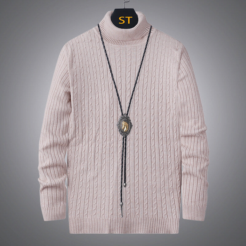 Herren Rollkragenpullover mit strukturiertem Zopfmuster R&B