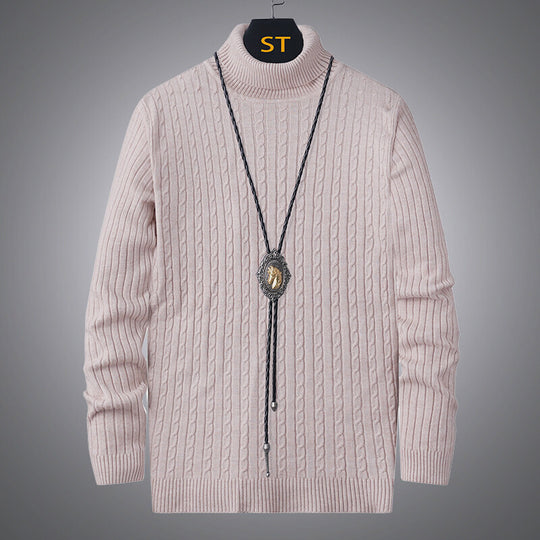 Herren Rollkragenpullover mit strukturiertem Zopfmuster R&B