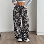 Damen Bequeme Freizeithose mit floralem Design und elastischem Bund R&B