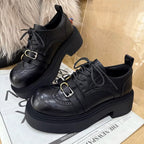Damen Modische Schnürschuhe mit perforiertem Design und robustem Plateau-Heel R&B