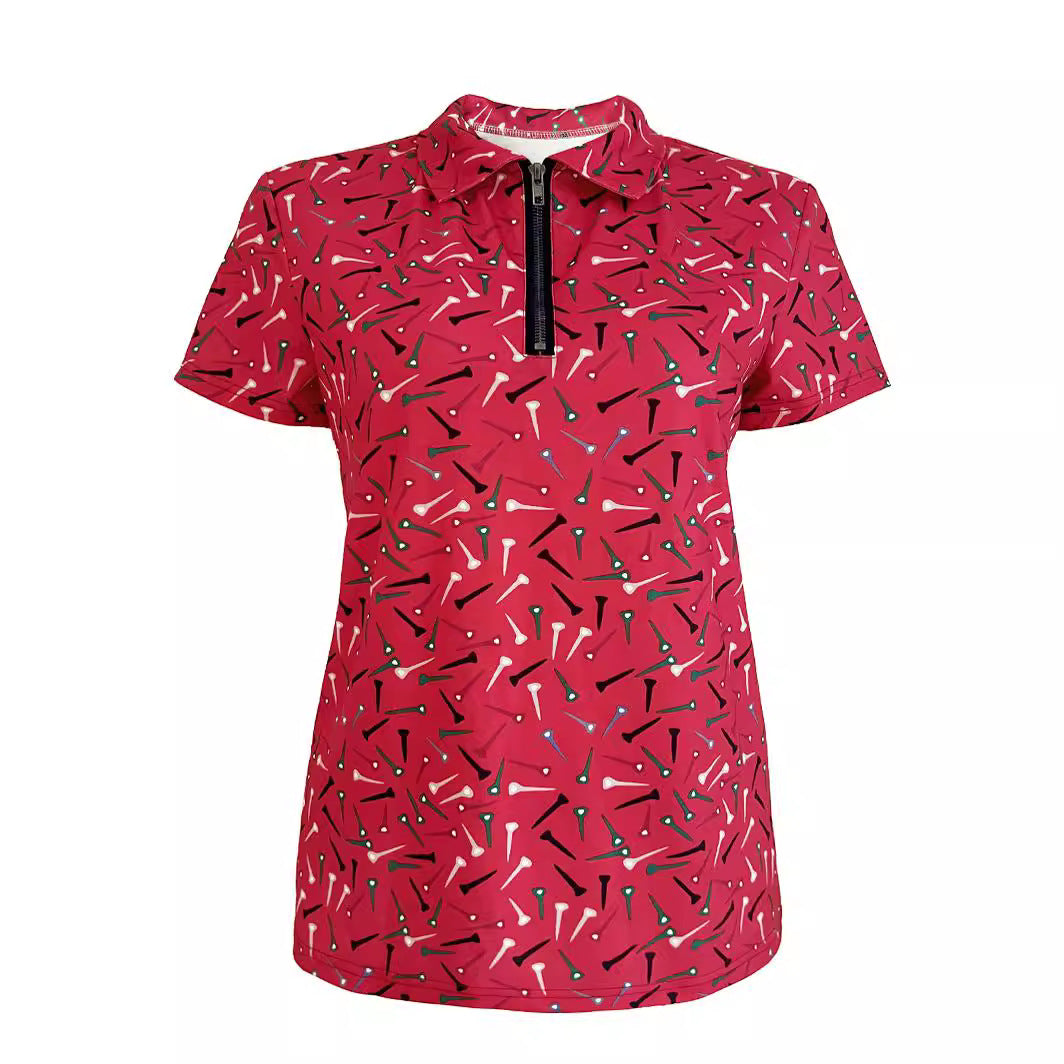 Damen Golfpolo mit modernem Reißverschluss und lR&Bhaftem Design R&B