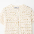Damen feine Kurzarm-Bluse mit romantischem Spitzenmuster R&B
