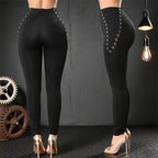Damen Hochbund-Leggings mit dekorativem Schnürdesign