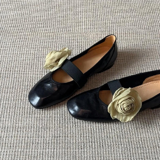 Damen Ballerina-Schuhe mit floralem Applikationsdesign und verstellbarem Riemen R&B