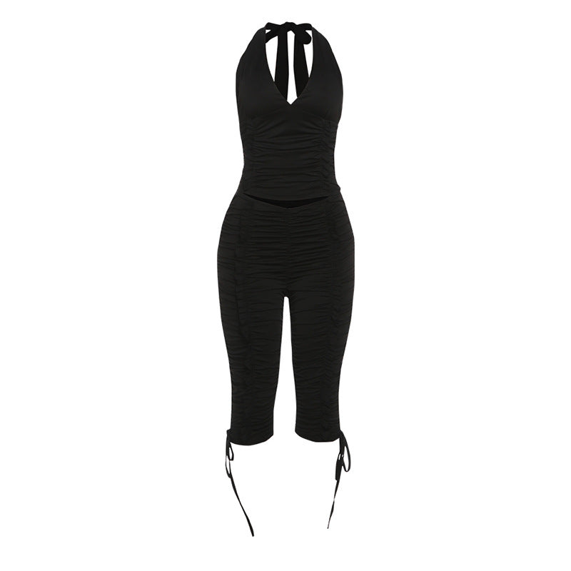 Damen Jumpsuit mit raffinierten Raffungselementen und stilvollen BindR&Bändern R&B