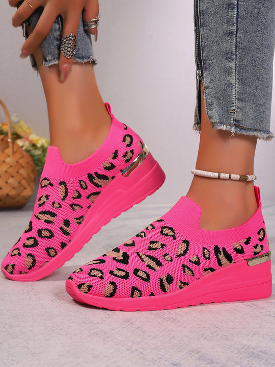 Damen sportliche Sneakers mit stilvollem Leo-Muster R&B
