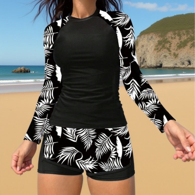 Damen Sportlicher Langarm-Oberteil mit komfortablen Shorts R&B