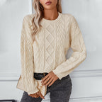 Damen Grobstrickpullover mit strukturiertem Zopfmuster