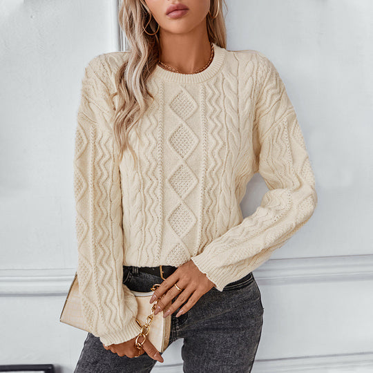 Damen Grobstrickpullover mit strukturiertem Zopfmuster R&B