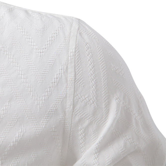 Herren Langarmshirt mit Stehkragen und modischem Muster