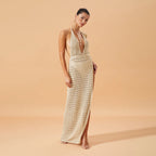 Damen figurbetontes Netzkleid mit raffiniertem Muster R&B